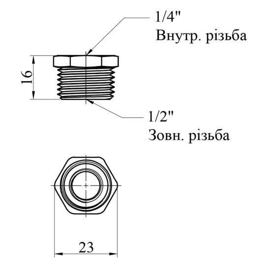 Додаткове фото - Футорка посилена LexLine 1/2"х1/4" ЗВ латунна УК0703-В