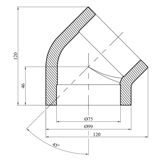 Додаткове фото - Коліно 45° PPR GrandiTherm 75 мм
