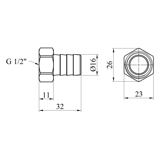 Додаткове фото - Штуцер LexLine 1/2" РВ, D=16 мм латунний УК0002-6