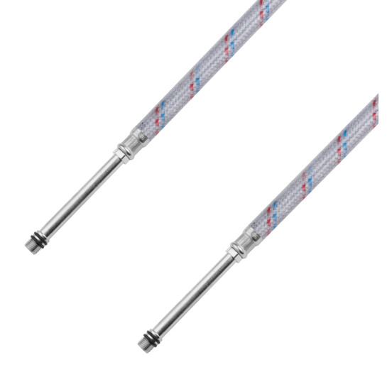 Додаткове фото - Гнучка підводка для підключення змішувача Kroner KRM 1/2"хМ10 ВЗ 80 см в нейлоновому обплетенні покритому ПВХ (пара)