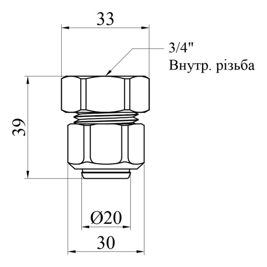 Додаткове фото - Муфта металопластикова Karro 20х3/4" РВ нікельована KR-0523