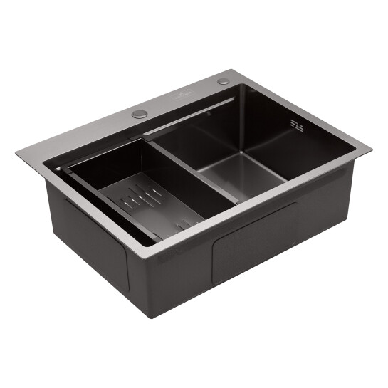Додаткове фото - Кухонна мийка Kroner KRP Schwarze - 6350HM PVD (3.0/1.0 мм)