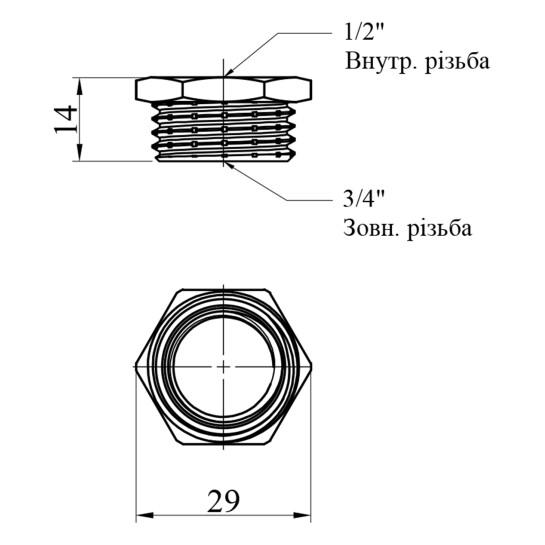 Додаткове фото - Футорка Karro 3/4"х1/2" ЗВ нікельована KR-3115