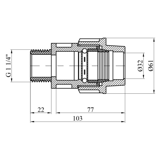 Додаткове фото - Муфта ПЕ SantehPlast 32x1 1/4" РЗ