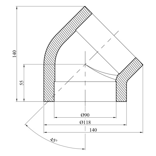Додаткове фото - Коліно 45° PPR GrandiTherm 90 мм
