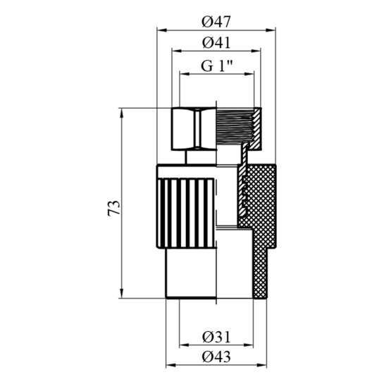 Додаткове фото - Перехід з накидною гайкою PPR Rozma 32х1"