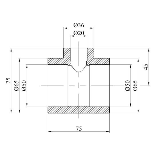 Додаткове фото - Трійник перехідний PPR Baux 50х20х50 мм
