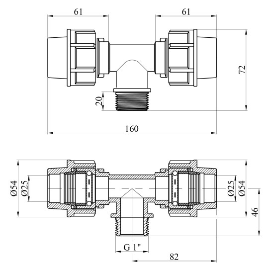 Додаткове фото - Трійник ПЕ STR 25х1"х25 РЗ