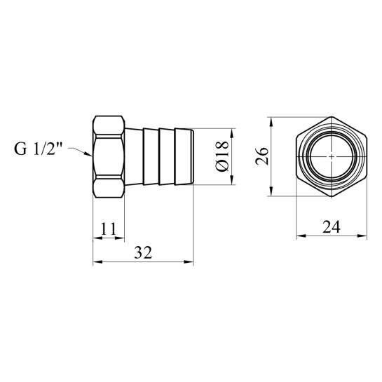 Додаткове фото - Штуцер LexLine 1/2" РВ, D=18 мм латунний УК0002-7