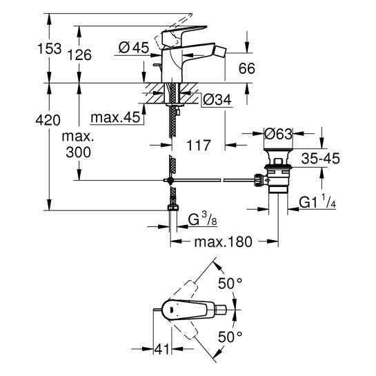 Додаткове фото - Змішувач для біде Grohe QuickFix StartEdge 23345001
