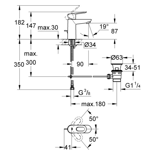 Додаткове фото - Змішувач для раковини Grohe BauLoop S-Size 23335000