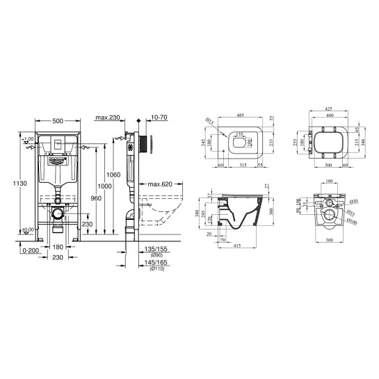 Додаткове фото - Комплект 4 в 1: Інсталяція Grohe Rapid SL 3 в 1 38772001 + Унітаз безободковий Kroner Eifel WHI483429 TORNADO з сидінням Slim Duroplast / Soft-close / Quick relase KE483429WHIT (38772001KE483429)