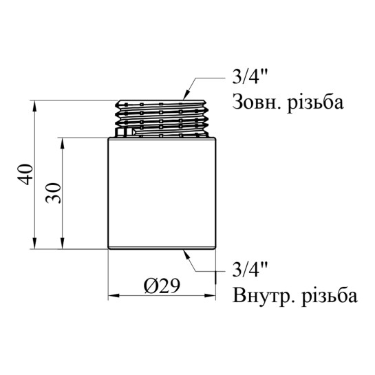 Додаткове фото - Подовжувач Karro 3/4" ВЗ, L=30 мм хромований KR-3209