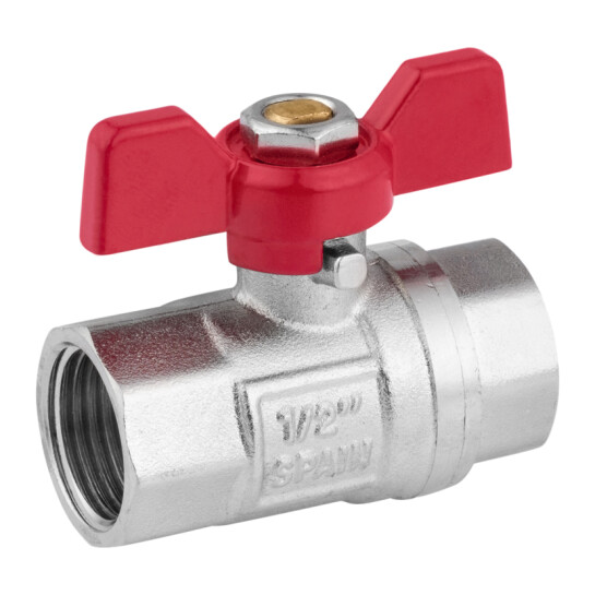 Додаткове фото - Кран кульовий Karro "Standart+" 1/2" ВВ PN40 метелик, нікельований