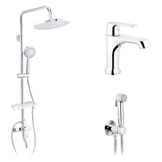 Головне фото - Набор 3 в 1 душова система Kroner Armada-C064K + змішувач Armada-C010 + змішувач Bidet-C082