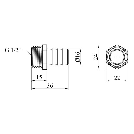 Додаткове фото - Штуцер LexLine 1/2" РЗ, D=16 мм латунний УК0008-5