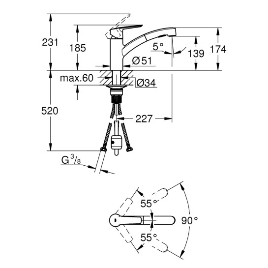 Додаткове фото - Змішувач для кухні Grohe QuickFix Start 303072431