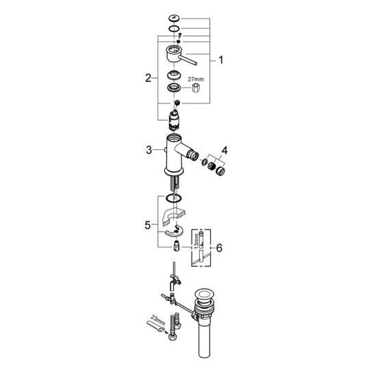 Додаткове фото - Змішувач для біде Grohe BauClassic 32864000
