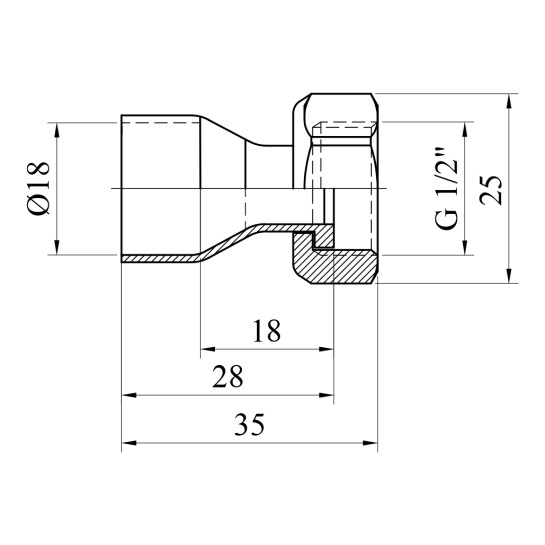 Додаткове фото - Муфта мідна з накидною гайкою Karro Ду18x1/2"