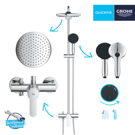 Додаткове фото - Душова система Grohe QuickFix Vitalio Start System 250 26679001