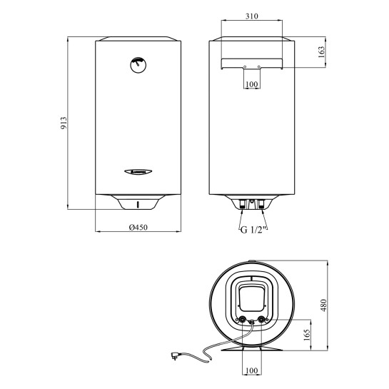 Додаткове фото - Водонагрівач Ariston SG1 100 V EU з мокрим ТЕНом 3213002