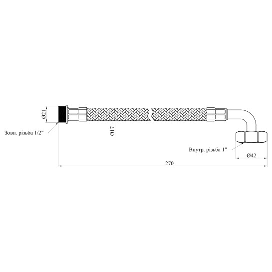 Додаткове фото - Шланг антивібраційний Forwater 27 см, кутовий, 1" ВЗ
