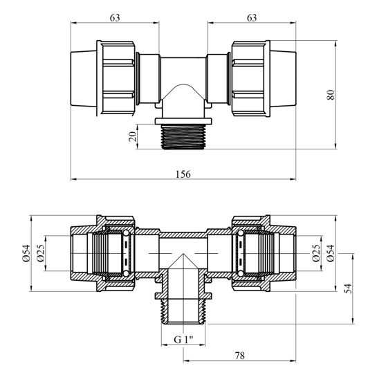 Додаткове фото - Трійник ПЕ SantehPlast 25х1"х25 РЗ
