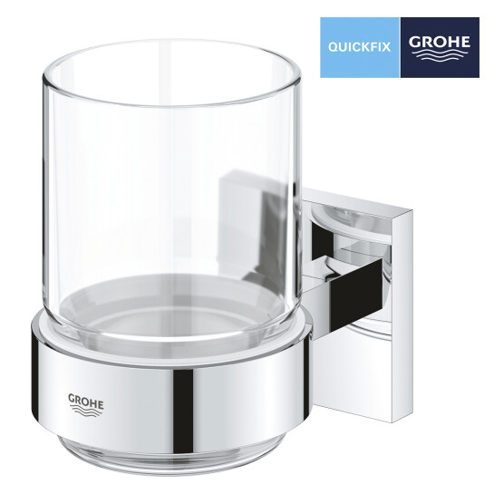 Додаткове фото - Склянка з тримачем для ванної кімнати Grohe QuickFix Start Cube 41097000
