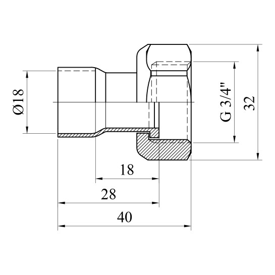Додаткове фото - Муфта мідна з накидною гайкою Karro Ду18x3/4"