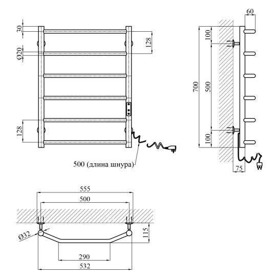 Додаткове фото - Сушарка для рушників електрична Kroner KRP Diva ER700x500-6