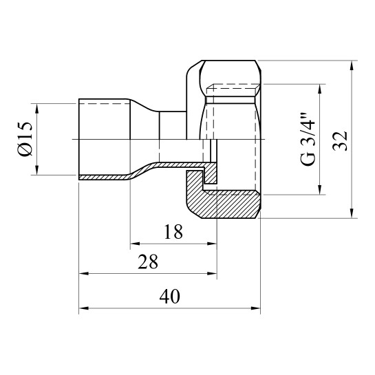 Додаткове фото - Муфта мідна з накидною гайкою Karro Ду15x3/4"