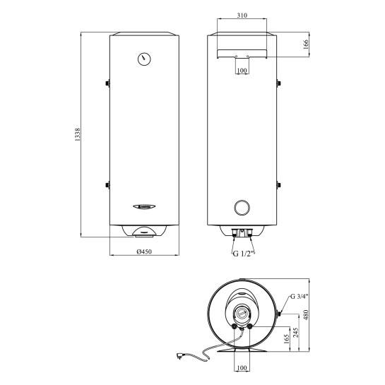 Додаткове фото - Водонагрівач Ariston PRO1 R 150 VTS EVO EU  з мокрим ТЕНом 3060650
