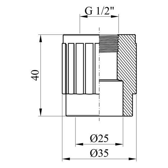 Додаткове фото - Муфта PPR GrandiTherm 25х1/2" РВ