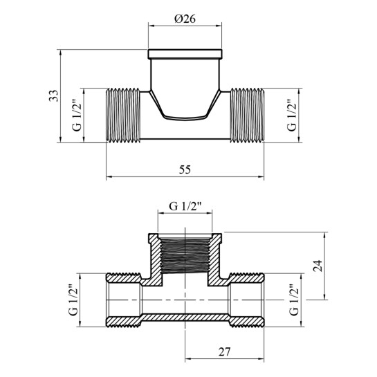 Додаткове фото - Трійник посилений LexLine 1/2" ЗВЗ нікельований НК0291-Вн