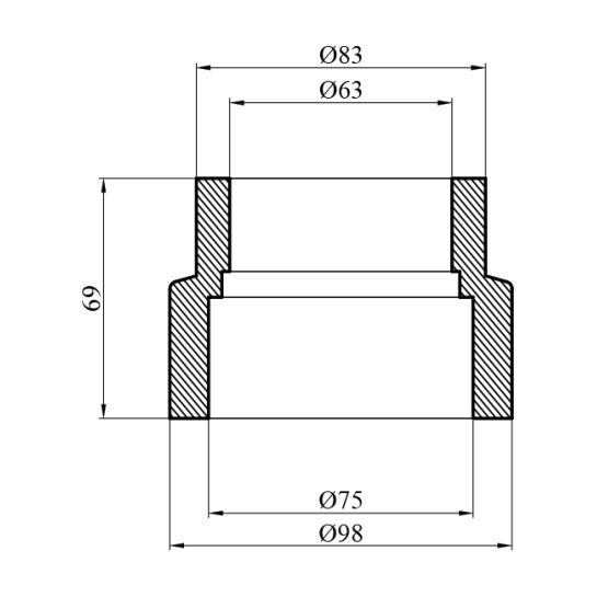 Додаткове фото - Муфта редукційна PPR GrandiTherm 75х63 мм