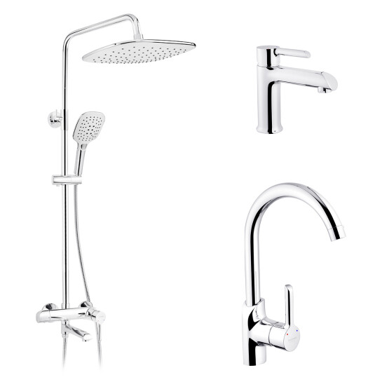 Головне фото - Набор 3 в 1 душова система Kroner Essen-C063 + змішувач Essen-C030 + змішувач Essen-C010