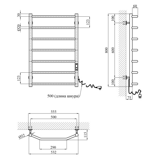 Додаткове фото - Сушарка для рушників електрична Kroner KRP Diva ER800x500-7