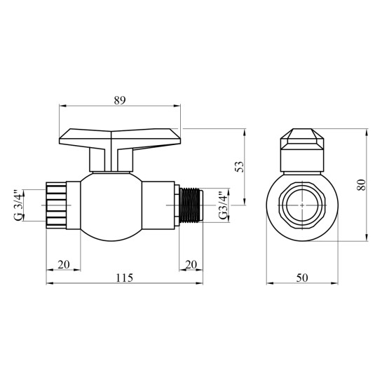 Додаткове фото - Кран ПЕ SantehPlast 3/4" ВЗ