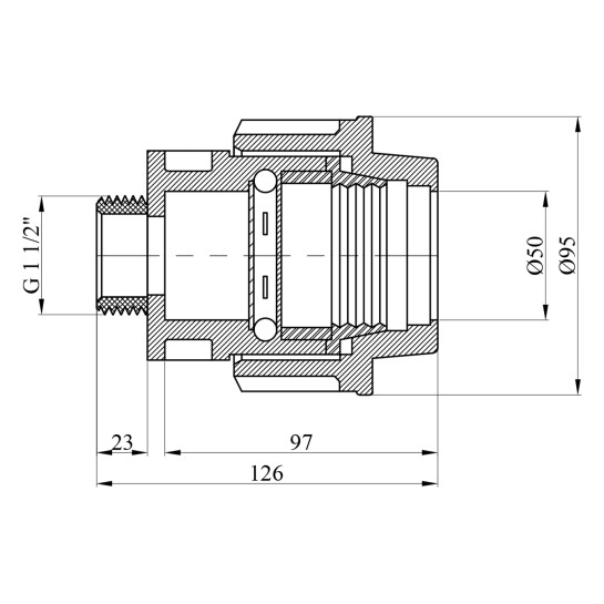 Додаткове фото - Муфта ПЕ SantehPlast 50x1 1/2" РЗ