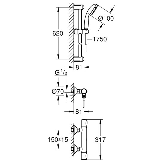Додаткове фото - Змішувач термостатичний для душу Grohe QuickFix Precision Flow 34841000