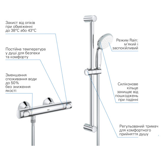 Додаткове фото - Змішувач термостатичний для душу Grohe QuickFix Precision Flow 34841000