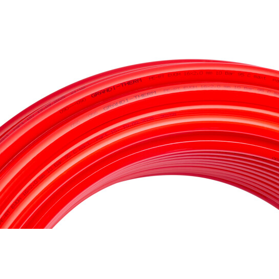 Додаткове фото - Труба для теплої підлоги GrandiTherm PE-RT2 Evoh 16х2,0 (100 м) червона