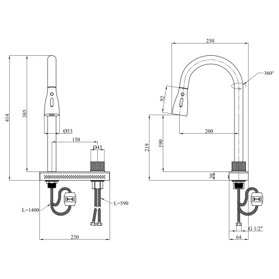 Головне фото - Змішувач до мийок Kroner KRP Schwarze - SCH2363