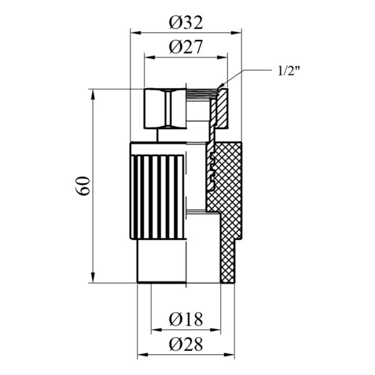 Додаткове фото - Перехід з накидною гайкою PPR Rozma 20х1/2"