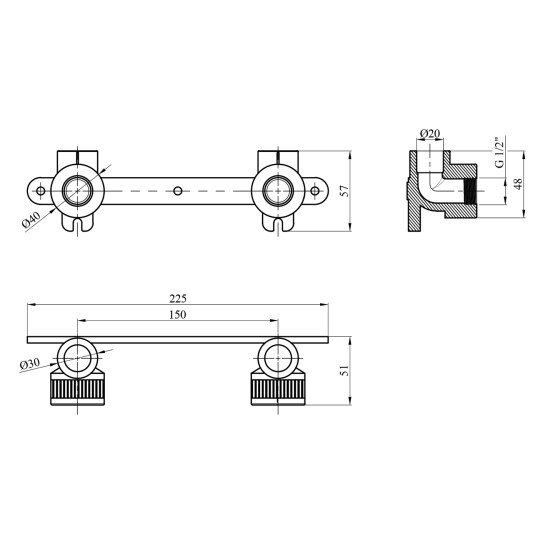Додаткове фото - Комплект для підключення змішувача PPR GrandiTherm 20х1/2" РВ нижній