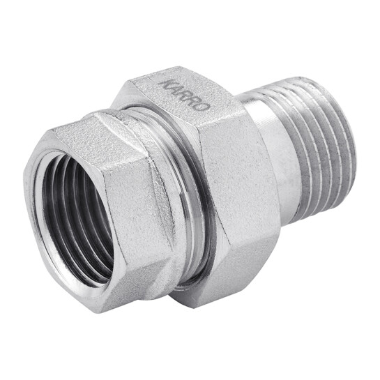 Згони латунні Згін-американка пряма Karro 1 1/2" ВЗ нікельована KR-3102