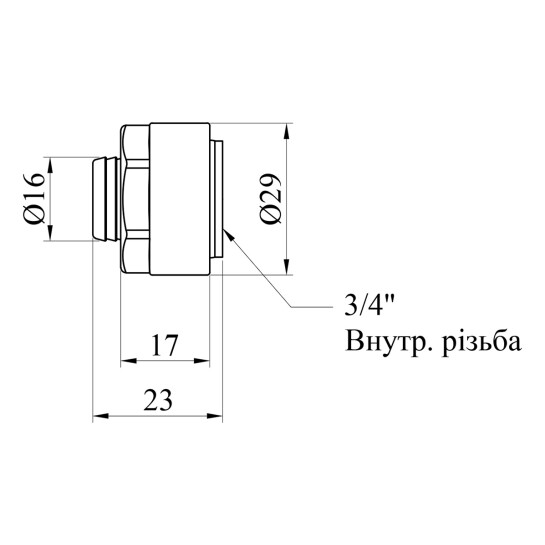 Додаткове фото - Євроконус металопластиковий Karro 16х3/4" РВ нікельований KR-1036