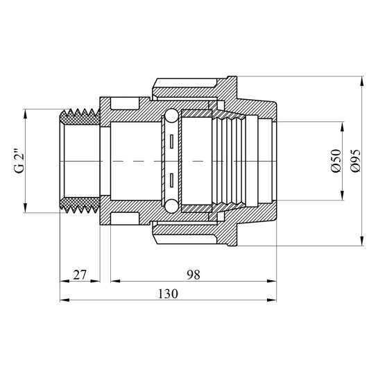 Додаткове фото - Муфта ПЕ SantehPlast 50x2" РЗ