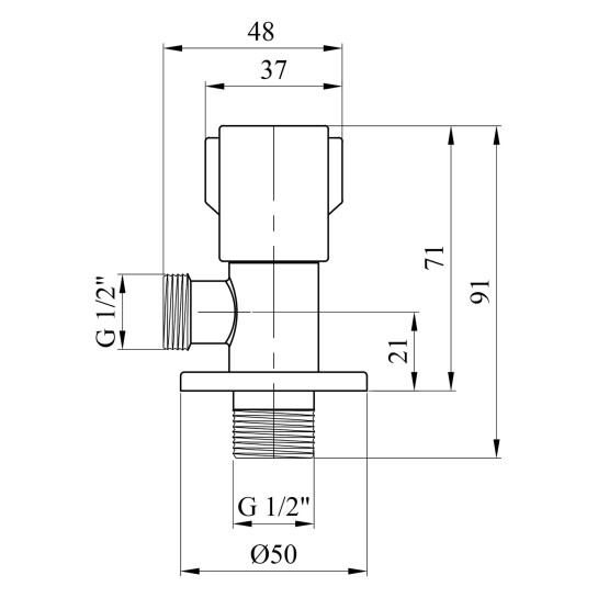 Додаткове фото - Кран приладовий для підключення Karro 1/2"х1/2" ЗЗ хромований KR-3127