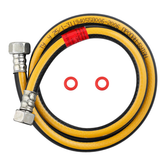 Головне фото - Шланг газовий Nikiforov 1/2" ВВ 80 см гумовий чорний з металевими гайками